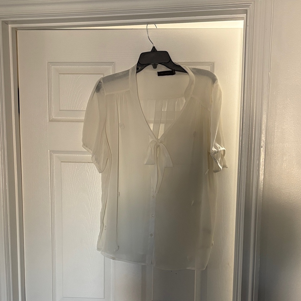 The Limited Cream Blouse with Tie Detail
